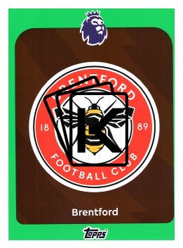 fotbalová kartička 2025-26 Topps  Premier League 55 Brentford Logo-PARALLEL Green