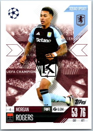 Fotbalová kartička 2024-25 Topps Match Attax EXTRA UEFA Club Competitions Squad Update 4.  Morgan Rogers (Aston Villa)