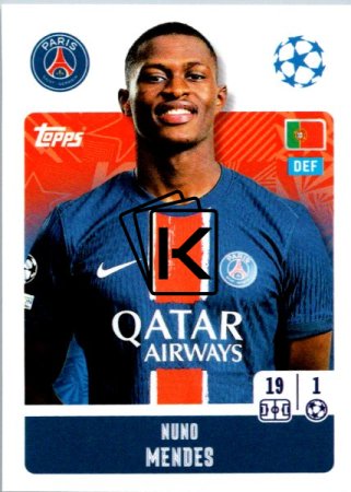 2024-25 Topps Champions League 287 Nuno Mendes (Paris Saint-Germain)