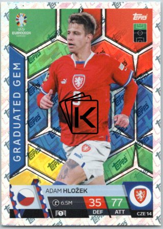 fotbalová karta Topps Match Attax EURO 2024 CZE14 Adam Hložek (Czech Republic)  -  Graduated Gem