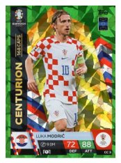 fotbalová karta Topps Match Attax EURO 2024 Green parallel Centurion CC 3 Luka Modrič (Croatia)