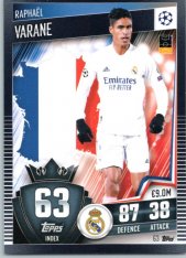 fotbalová kartička 2020-21 Topps Match Attax 101 Champions League 63 Raphaël Varane Real Madrid CF