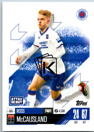 fotbalová kartička 2024-25 Topps Match Attax UEFA Club Competitions 386 Ross McCausland (Rangers FC)  -  Attax Debut