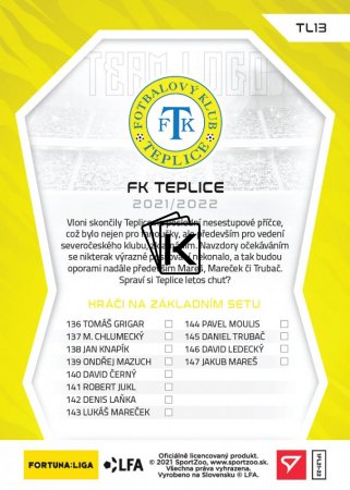 Týmový set 2021-22 SportZoo Fortuna Liga FK Teplice (13 karet)