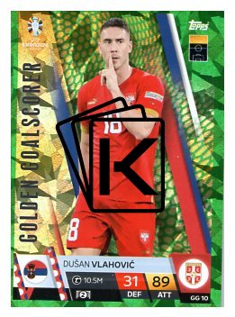 fotbalová karta Topps Match Attax EURO 2024 Green parallel GC10 Dušan Vlahovič (Serbia)