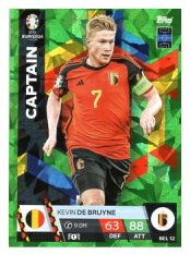 fotbalová karta Topps Match Attax EURO 2024 Green parallel BEL12 Kevin De Bruyne (Belgium)