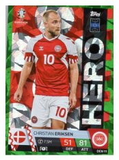 fotbalová karta Topps Match Attax EURO 2024 Green parallel Hero DEN 11 Christian Eriksen (Denmark)
