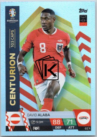 fotbalová karta Topps Match Attax EURO 2024 Centurion CC1 David Alaba (Austria)