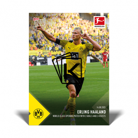Fotbalová kartička Topps Now 2021-22 Bundesliga 5 Erling Haaland Borussia Dortmund