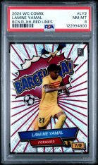 Gradovaná karta 2024 Wild Card Comix Barcelona R-XH Red Lines #LY2 Lamine Yamal /8 PSA 8