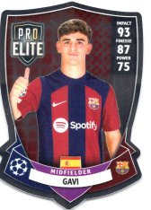 Fotbalová kartička 2023-24 Topps Match Attax UEFA Club Competitions Pro Elite Chrome Shield SH 6 Gavi - FC Barcelona