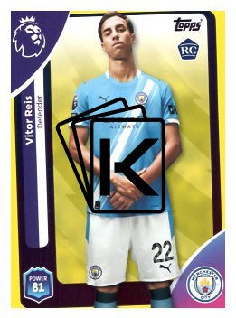 fotbalová kartička 2025-26 Topps  Premier League 185 Vitor Reis (Manchester City)  -  Rookie-PARALLEL Yellow
