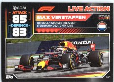 2022 Topps Formule 1Turbo Attax F1 Live Action 2021 206 Max Verstappen (Red Bull Racing)