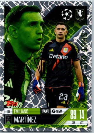 Fotbalová kartička 2024-25 Topps Match Attax EXTRA UEFA Club Competitions Shut Out 182 Emiliano Martínez (Aston Villa)