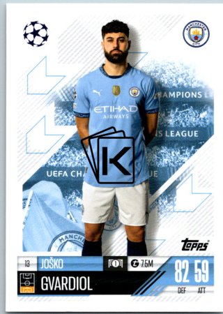 fotbalová kartička 2024-25 Topps Match Attax UEFA Club Competitions 13 Josko Gvardiol (Manchester City)