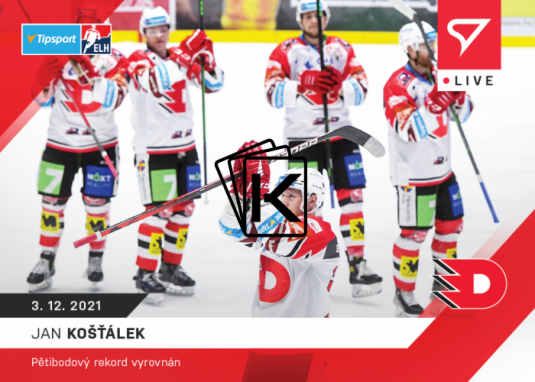 hokejová kartička SportZoo 2021-22 Live L-054 Jan Košťálek HC Dynamo Pardubice