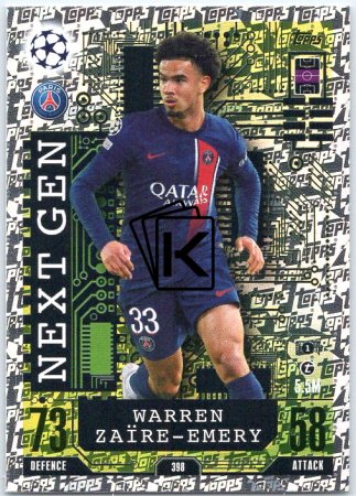 Fotbalová kartička 2023-24 Topps Match Attax UEFA Club Competitions Next Gen 398 Warren Zaïre-Emery Paris Saint-Germain