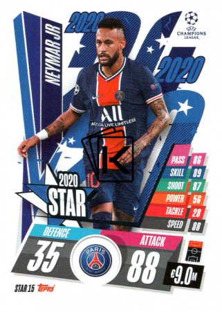 fotbalová kartička 2020-21 Topps Match Attax Champions League STAR15 Nermar Jr. PSG