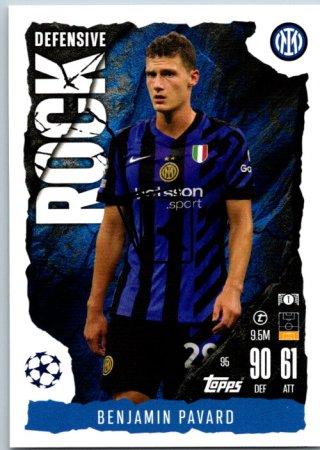 Fotbalová kartička 2024-25 Topps Match Attax EXTRA UEFA Club Competitions Defensive Rock 95 Benjamin Pavard (FC Internazionale Milano)