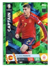 fotbalová karta Topps Match Attax EURO 2024 Green parallel ESP18 Alvaro Morata (Spain)