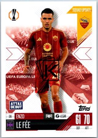 Fotbalová kartička 2024-25 Topps Match Attax EXTRA UEFA Club Competitions Squad Update 36.  Enzo Le Fée (AS Roma)