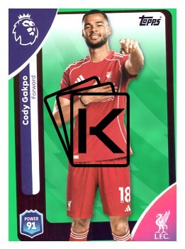 fotbalová kartička 2025-26 Topps  Premier League 175 Cody Gakpo (Liverpool)-PARALLEL Green