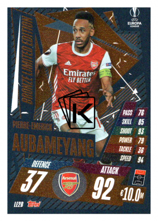 fotbalová kartička 2020-21 Topps Match Attax Champions League Extra Limited Edition LE2B Piere Emerick Aubameyang Arsenal