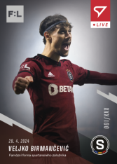 fotbalová kartička 2023-24 SportZoo Fortuna Liga Live L-37 Veljko Birmančević Sparta Praha