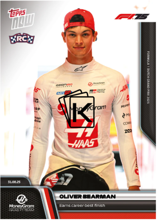 kartička 2025 Topps Now 059 Oliver Bearman  Haas F1