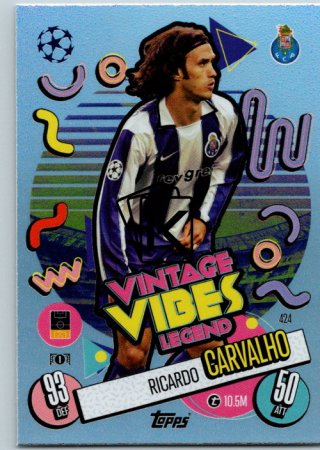 fotbalová kartička 2024-25 Topps Match Attax UEFA Club Competitions Vintage Vibes Legend 424 Ricardo Carvalho (FC Porto)