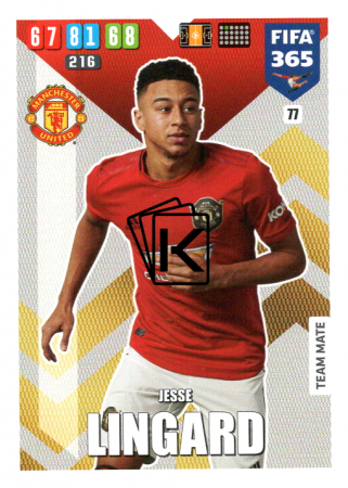 Fotbalová kartička Panini Adrenalyn XL FIFA 365 - 2020 Team Mate 77 Jesse Lingard Manchester United