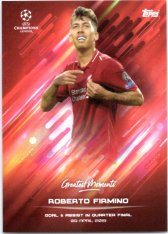 fotbalová kartička 2021 Topps O Jogo Bonito Roberto Firmino Liverpool FC Greates Moments quaterfinal