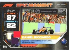 2022 Topps Formule 1Turbo Attax F1 Epic Moments 2021 273 Daniel Ricciardo (McLaren)