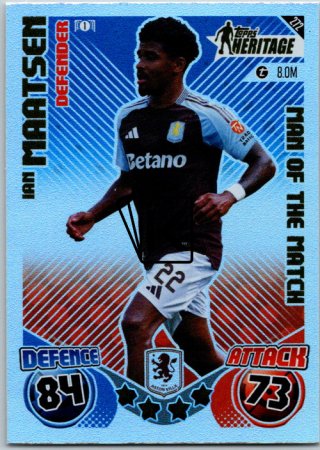 Fotbalová kartička 2024-25 Topps Match Attax EXTRA UEFA Club Competitions Topps Heritage - Man of the Match 272 Ian Maatsen (Aston Villa)