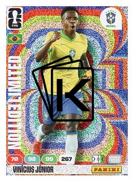 fotbalová kartička World Cup 2026 Adrenalyn XL Limited Edition  Vinicius Junior (Brazil)