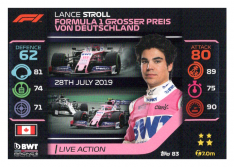 2020 Topps Formule 1 Turbo Attax 83 Live Action Lance Stroll BWT Racing Point