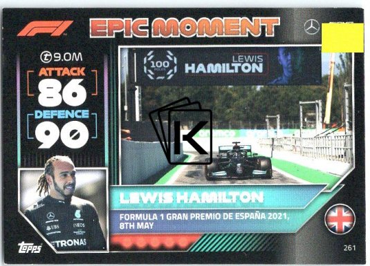 2022 Topps Formule 1Turbo Attax F1 Epic Moments 2021 261 Lewis Hamilton (Mercedes-AMG)