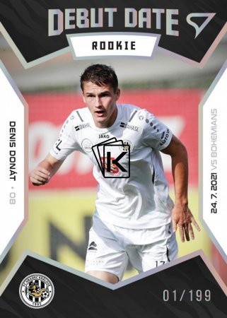 fotbalová kartička 2021-22 SportZoo Fortuna Liga Debut Date Rookie DR3 Denis Donát FC Hradec Králové Gold limitace /199