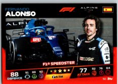 2021 Topps Formule 1 Turbo Attax 50 Speedster Fernando Alonso Alpine F1