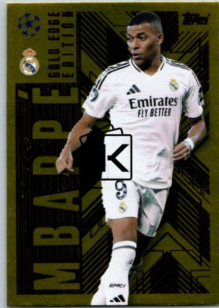 Fotbalová kartička 2024-25 Topps Match Attax EXTRA UEFA Club Competitions Gold Edge Edition GOL 10.  Kylian Mbappé (Real Madrid CF)