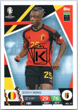 fotbalová karta Topps Match Attax EURO 2024 BEL17 Jérémy Doku (Belgium)