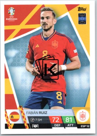 fotbalová karta Topps Match Attax EURO 2024 ESP12 Fabián Ruiz (Spain)