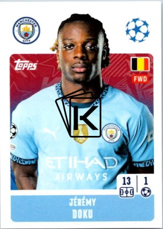 2024-25 Topps Champions League 282 Jérémy Doku (Manchester City)