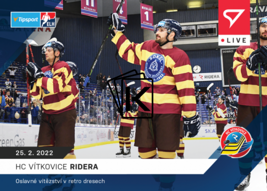 Hokejová kartička SportZoo 2021-22 Live L-109 HC Vítkovice Ridera 70. výročí od prvního titulu