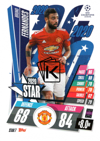 fotbalová kartička 2020-21 Topps Match Attax Champions League STAR7 Bruno Fernandes Manchester United