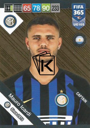 Fotbalová kartička Panini FIFA 365 – 2019 UPDATE Gold Captain 105 Mauro Icardi Inter Milan