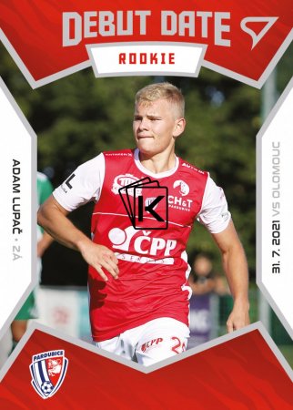 fotbalová kartička 2021-22 SportZoo Fortuna Liga Serie 2 Debute Date Rookie DR15 Adam Lupač FK Pardubice