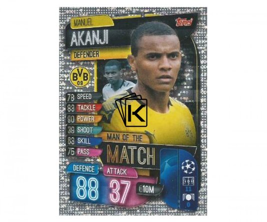 Fotbalová kartička 2019-2020  Topps Champions League Match Attax -  Man of the Match Manuel Akanji Borussia Dortmund