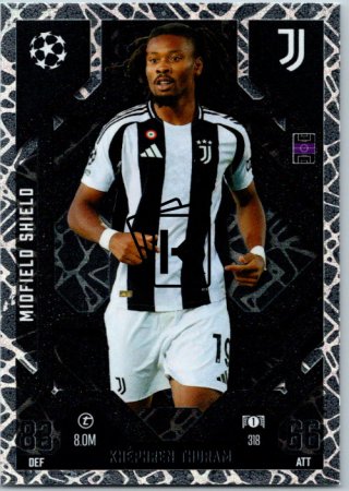 Fotbalová kartička 2024-25 Topps Match Attax EXTRA UEFA Club Competitions Midfield Shield 318 Khépheren Thuram (Juventus)