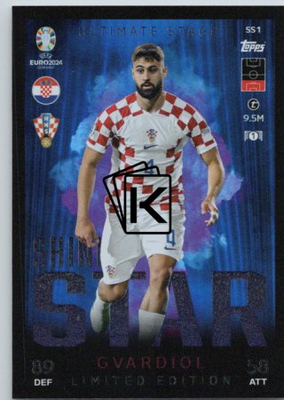 fotbalová karta Topps Match Attax EURO 2024 Shining Star Limited Edition  SSLE1 Joško Gvardiol (Croatia)